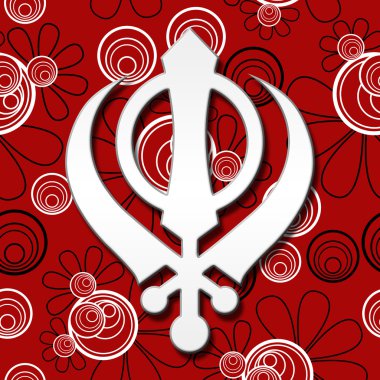 Sikh Symbol Red Black Floral clipart
