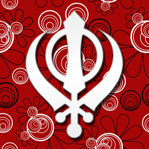 Sikh symbool rood zwart Floral — Stockfoto