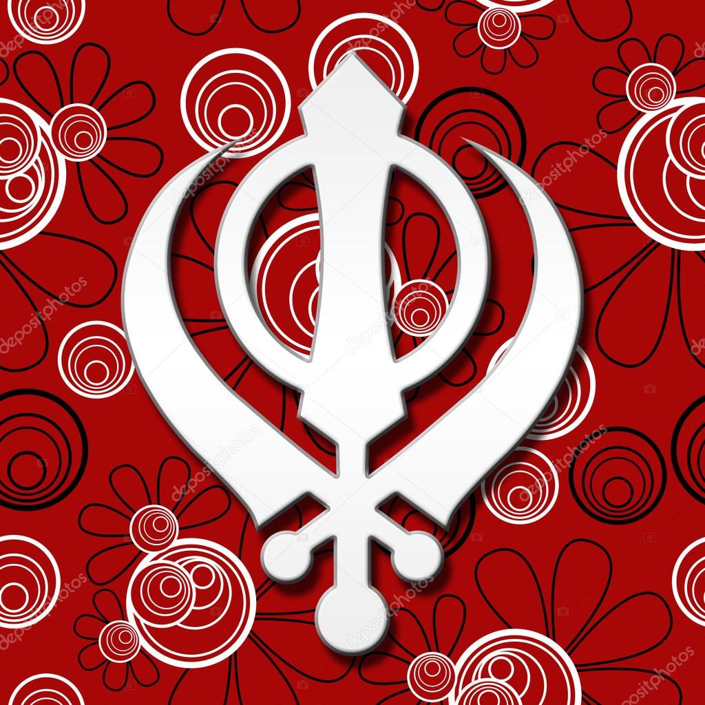 Sikh Symbol Red Black Floral