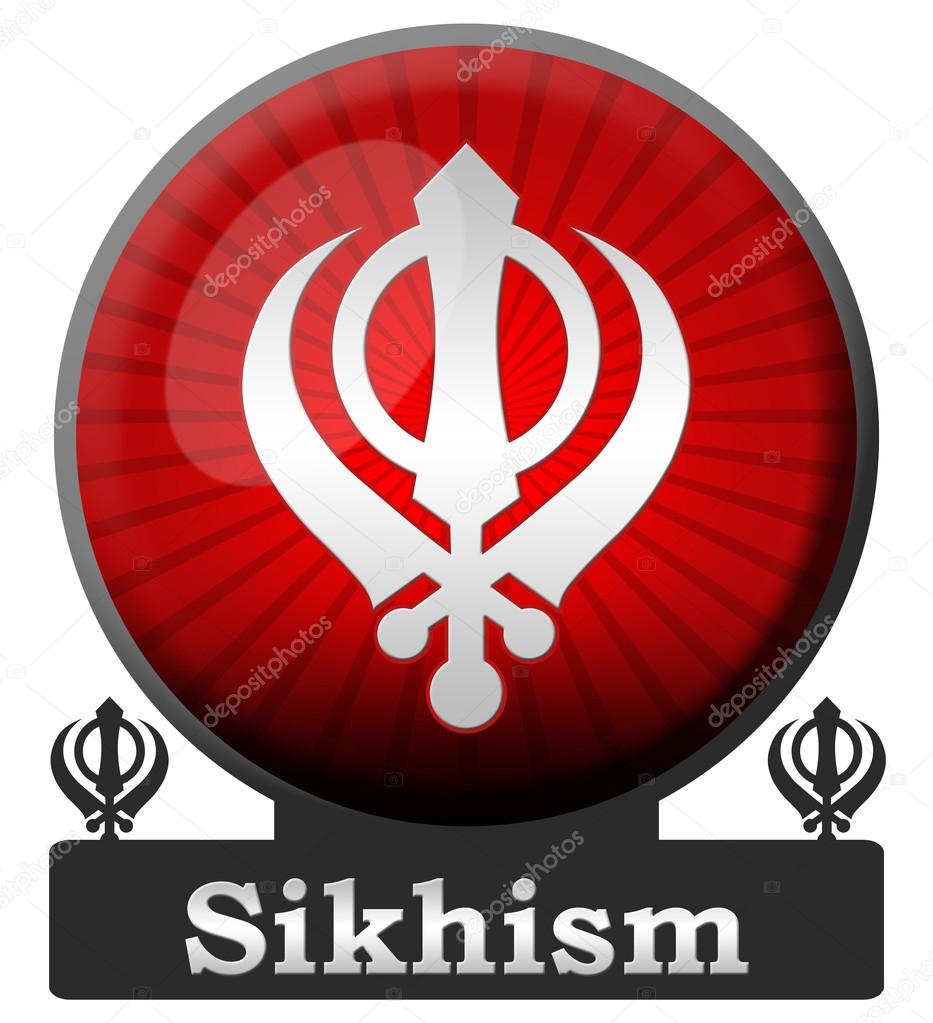 Sikh Symbol Red Burst Circle