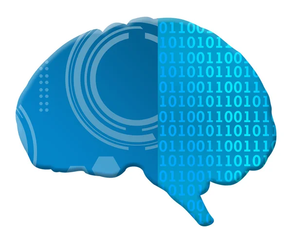 Inteligência Artificial Binary Techy Cérebro — Fotografia de Stock