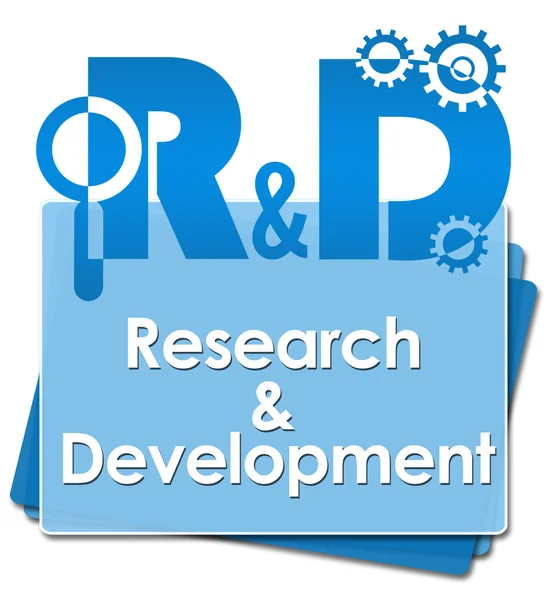 R And D - Research And Development Blue Bottom Squares — Stock Photo, Image