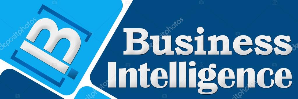 Business intelligence concept image with text and related graphical element.