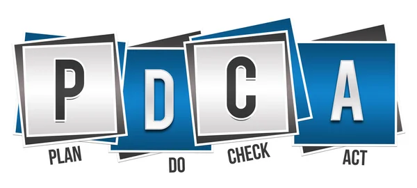PDCA - Plan Do Check Act Bloques grises azules — Foto de Stock