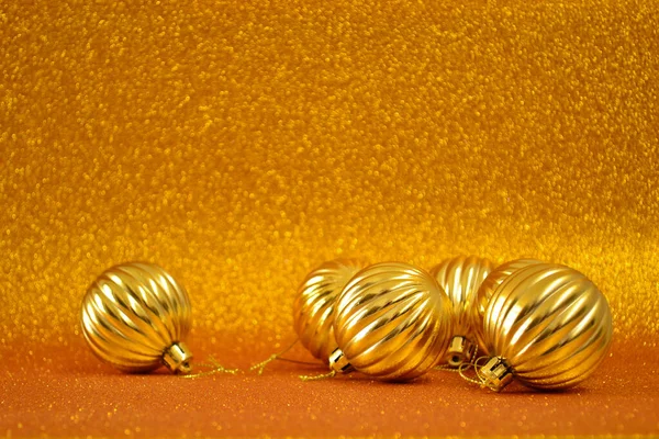Golden Spheres Christmas Decoration Background Golden — Stock Photo, Image