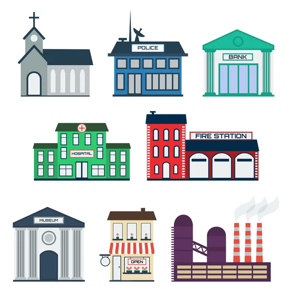 Government building icons set — Stock Photo, Image