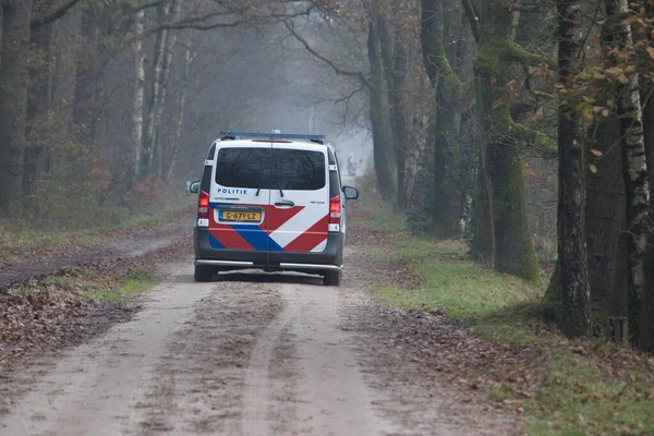 Dwingelderveld Netherlands December 2020 Police Car Drives Sandy Path Dwingelderveld — Stock Photo, Image