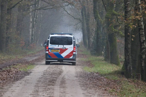 Dwingelderveld Netherlands December 2020 Police Car Drives Sandy Path Dwingelderveld — Stock Photo, Image