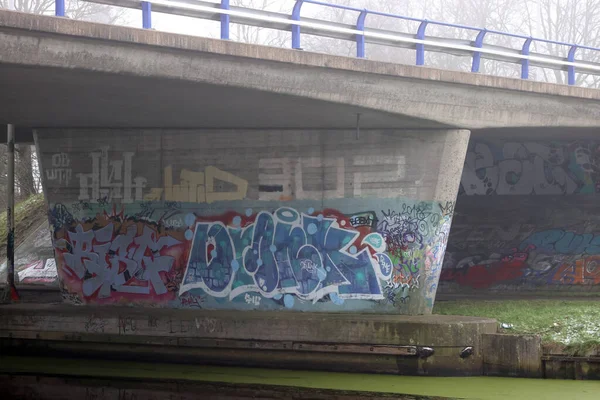 Fuck Corona Graffiti Viaduct Wall Hoogeveen Netherlands — Stockfoto