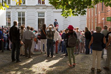Arnhem, Hollanda - 28 Eylül 2014: Kutsal portresi rakam yaşayan heykeller Dünya Şampiyonası.