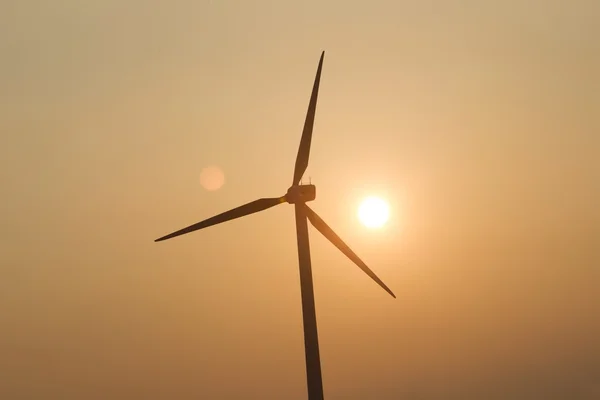 30. september 2014 - lelystad, Niederlande: Windmühlen und die untergehende Sonne, die Niederlande — Stockfoto