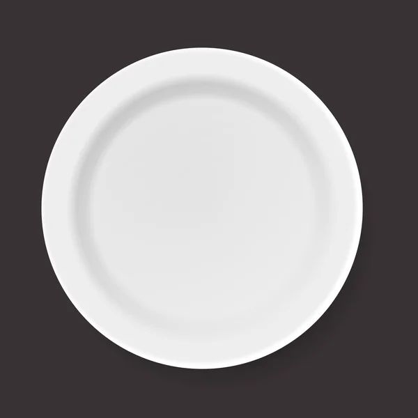Vector illustration of empty white plate. Top view. — Stock Vector