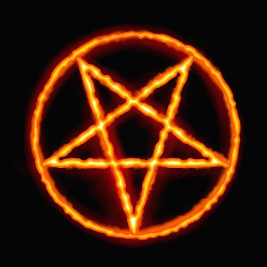 Yangın Pentagram. Vektör çizim.