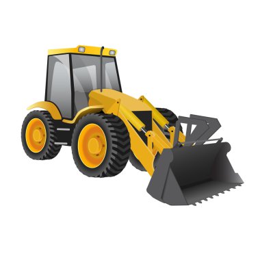 Wheel loader building excavators isolated on white backgrounds. clipart
