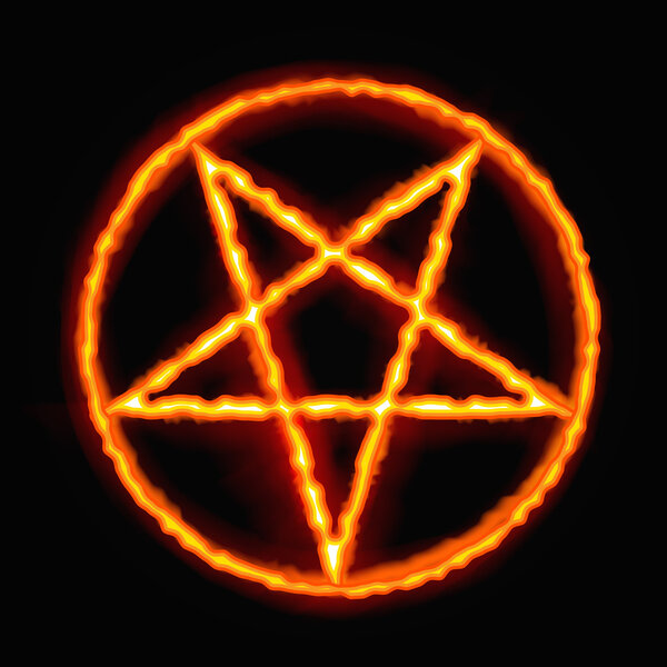 Fire Pentagram.  Vector illustration.