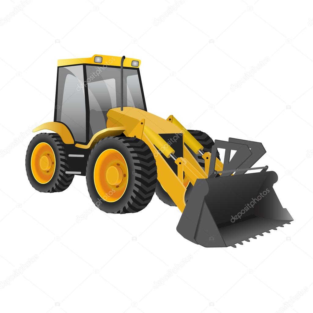 Wheel loader building excavators isolated on white backgrounds.