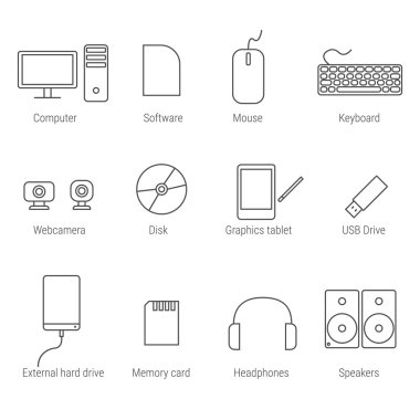 İnce çizgi web simgeler kümesi.