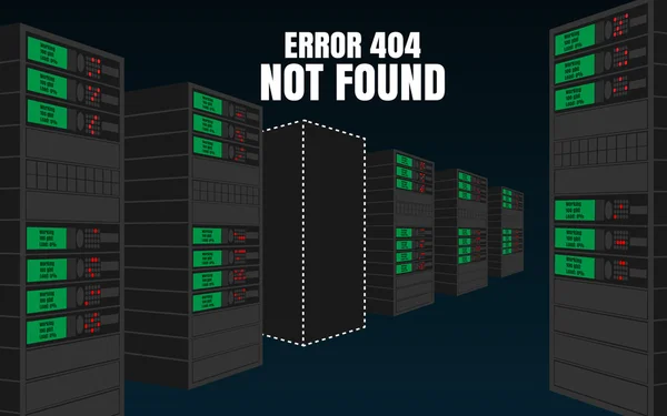 Fel 404 Not Found. Vektor illustration av servrar. — Stock vektor