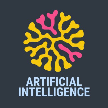 Soyut renkli logo. Yapay zeka. Akıllı yeni teknolojiler ve yenilik kavramları - yaratıcı logo tasarım öğeleri.