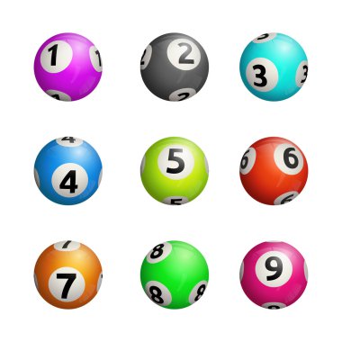 Bingo topları vektör Illustration. Beyaz arka plan üzerinde izole.
