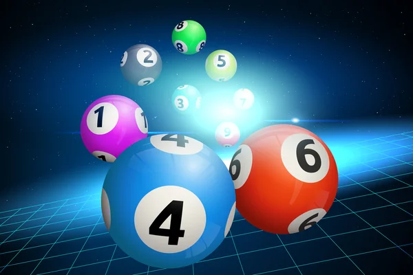 Μπαλάκια Bingo σε μπλε φόντο. Vector εικονογράφηση — Διανυσματικό Αρχείο