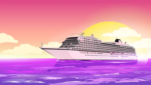 Bateau de croisière. Affiche de voyage vacances. Illustration vectorielle . — Image vectorielle