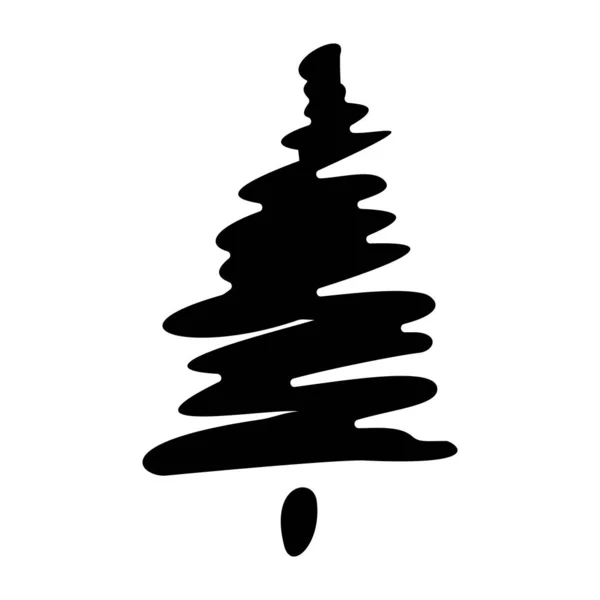 Kerst Boom Doodle Silhouet Met Hand Getekend Kerstversiering Pictogrammen Vector — Stockvector