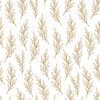 Okaliptüs deseni hizada. Çiçekli, dikişsiz, el yapımı süs. Zeytin dalıyla modern karalama kalıpları. Okaliptüs şirin duvar kâğıdı, vektör çizimi pastel renkler.