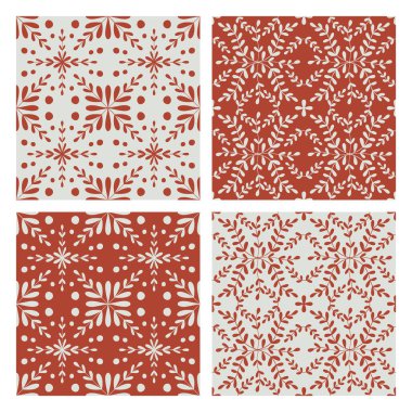 Döşeme deseni ayarlandı. Mavi ve klasik geometrik arkaplan. Geleneksel çiçek süsü. Vektör monokrom desen koleksiyonu. Kumaş ve ambalaj için soyut vintage baskı.