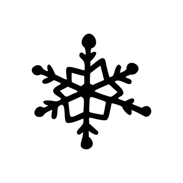 Flocon Neige Doodle Noël Symbole Noël Icônes Décorations Noël Dessinées — Image vectorielle