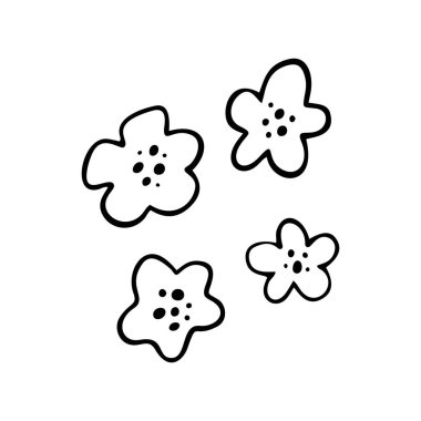 Tropik çiçek çizgisi. Beyaz arka planda izole edilmiş egzotik çizgi sanat vektörü çizimi. Tropik çiçek silueti ikonu, çiçek karalama elementi. Egzotik tropikal bitki sembolü.