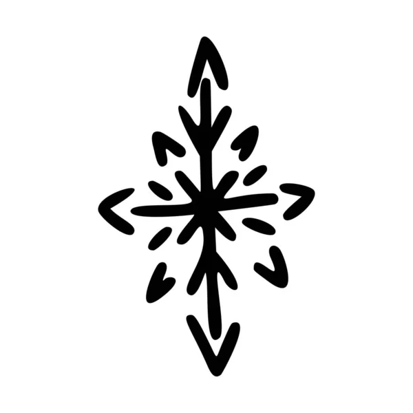 Vánoční Sněhová Vločka Vánoční Symbol Ručně Kreslené Vánoční Ozdoby Ikony — Stockový vektor