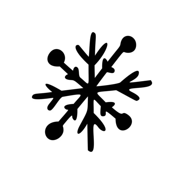Weihnachtskritzelschneeflocke Weihnachtssymbol Handgezeichnete Ikonen Der Weihnachtsdekoration Vektor Illustration Isoliert Auf — Stockvektor