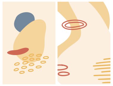 Soyut organik şekil ve el çizimi arkaplanı pastel renklerle ayarlandı. Posterler için modern kolaj, sosyal medya hikayeleri. Moda biçimi soyut tasarımında vektör illüstrasyonuName