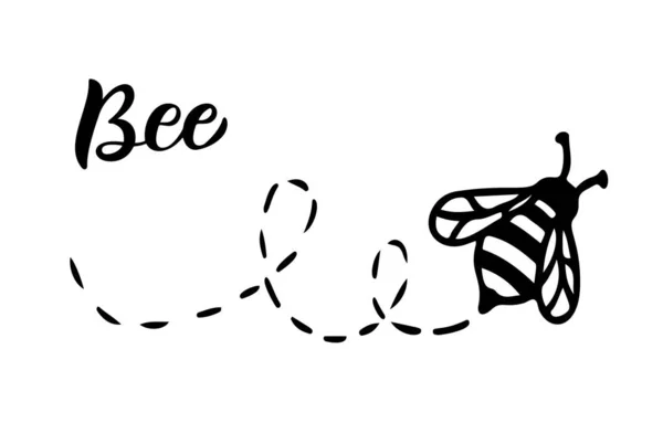 Ilustración Del Icono Línea Vector Bee Logotipo Gráfico Insecto Emblema — Vector de stock