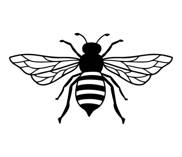 Ilustración Del Icono Línea Vector Bee Logotipo Gráfico Insecto Emblema — Vector de stock