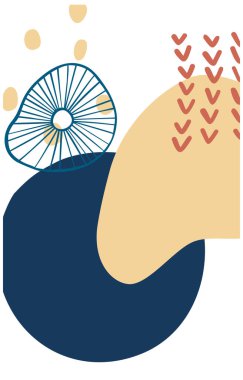 Soyut organik şekil ve el çizimi arkaplanı pastel renklerle ayarlandı. Posterler için modern kolaj, sosyal medya hikayeleri. Moda biçimi soyut tasarımında vektör illüstrasyonuName