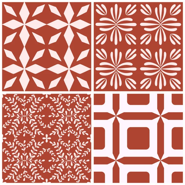 Carrelage Fleur Portugaise Motif Sans Couture Ensemble Couleur Rouge Fond — Image vectorielle