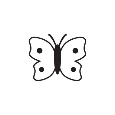 Kelebek simgesi, siyah kelebek siluet vektörü izole edildi.