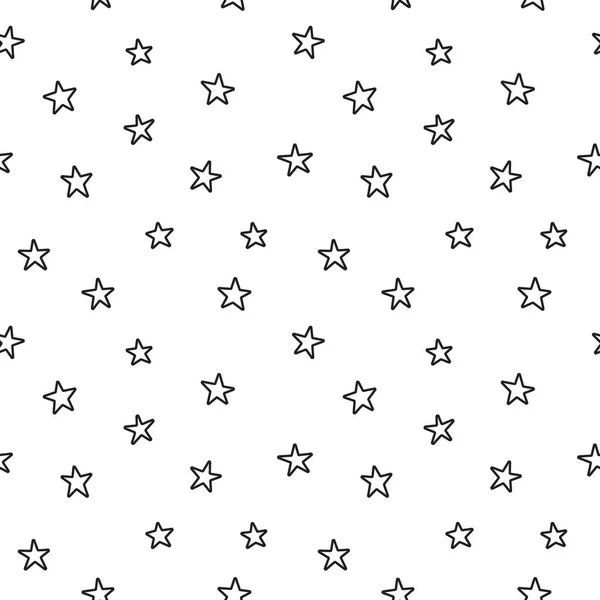 Patrón Estrellas Sin Costuras Ilustración Vectorial Blanco Negro — Vector de stock