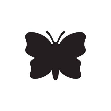 Kelebek simgesi, siyah kelebek siluet vektörü izole edildi.