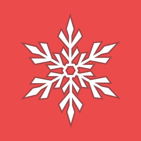 Fiocco Neve Bianco Fondo Rosso Icona Del Fiocco Neve Firma — Vettoriale Stock