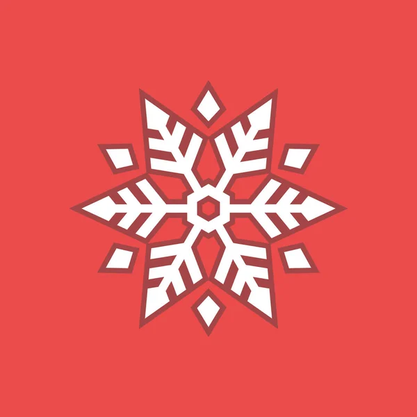 Fiocco Neve Bianco Fondo Rosso Icona Del Fiocco Neve Firma — Vettoriale Stock