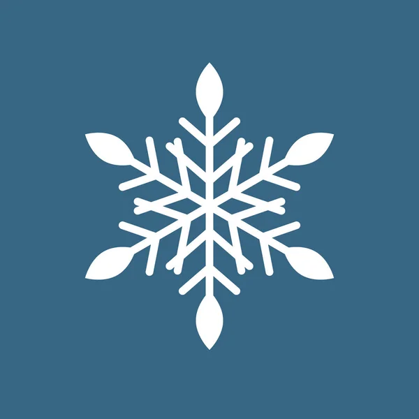 Icona Fiocco Neve Fiocco Neve Bianco Sfondo Blu Simbolo Isolato — Vettoriale Stock