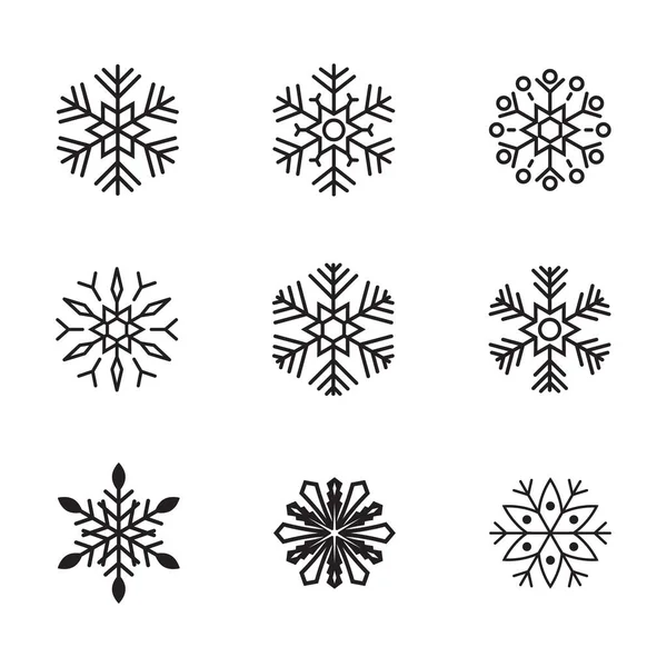 Set Von Schneeflocken Symbolen Vektorillustration — Stockvektor