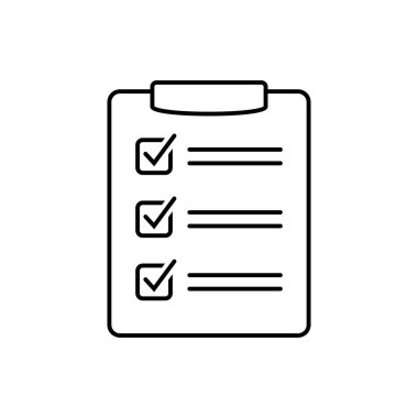 Kontrol listesi simgesi. Pano satırı simgesi. Vektör illüstrasyonu.