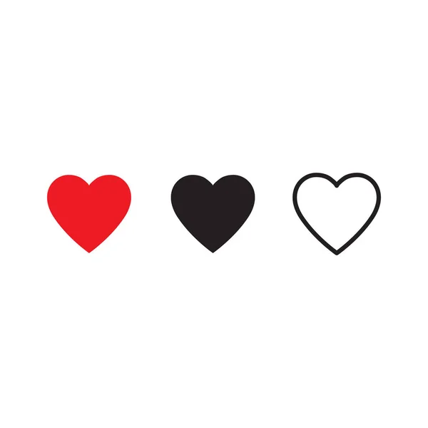 Iconos Corazón Rojo Negro Icono Amor — Vector de stock