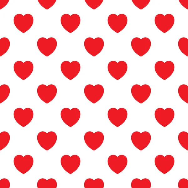 Tile Vector Seamless Pattern Red Hearts White Background — Stock Vector