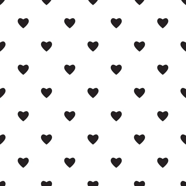 Heart Seamless Pattern Black Endless Heart Pattern White Background Vector — Stock Vector