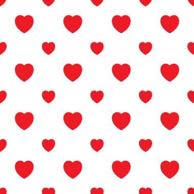 Döşeme vektörü pürüzsüz desen beyaz arkaplanda kırmızı kalpler